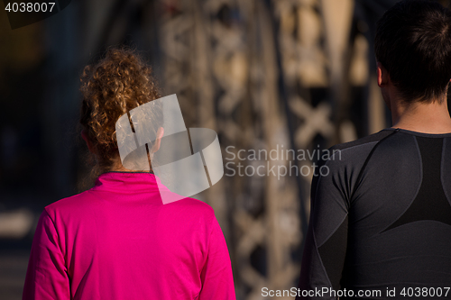 Image of young  couple jogging