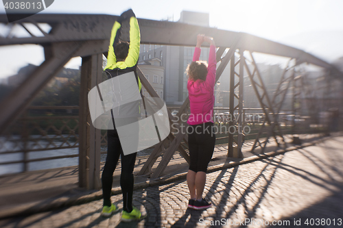 Image of young  couple jogging