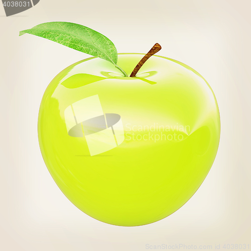 Image of Green apple, isolated on white background . 3D illustration. Vin