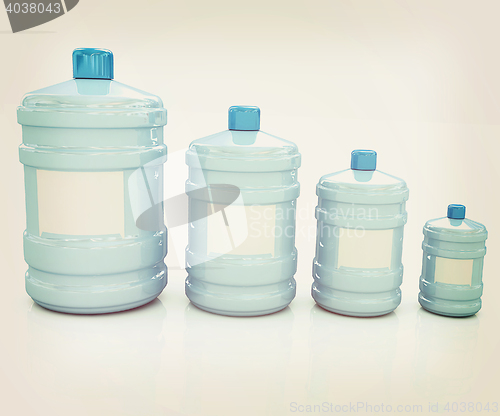 Image of water bottles. 3D illustration. Vintage style.