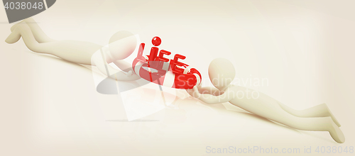 Image of Mans with life ring. 3d rendered illustration. 3D illustration. 