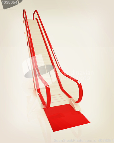 Image of Escalator . 3D illustration. Vintage style.