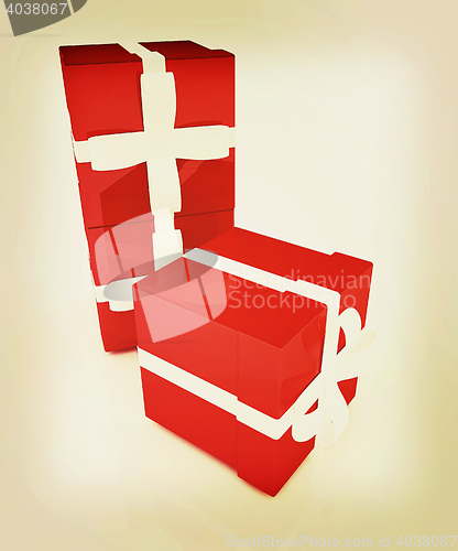 Image of Bright christmas gifts. 3D illustration. Vintage style.