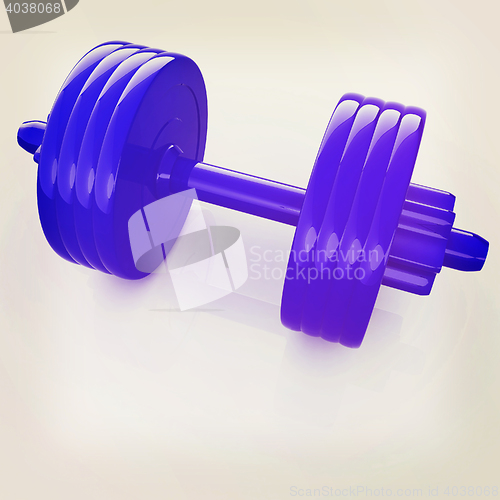 Image of Colorful dumbbells on a white background. 3D illustration. Vinta