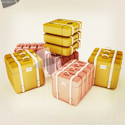 Image of travel bags on white . 3D illustration. Vintage style.