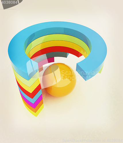 Image of Abstract colorful structure with ball in the center . 3D illustr