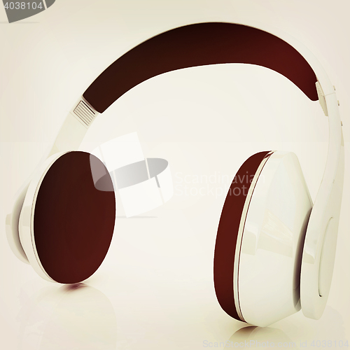 Image of headphones. 3D illustration. Vintage style.