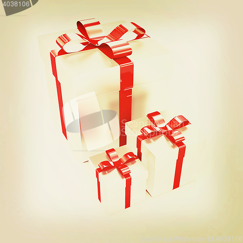 Image of gift boxes. 3D illustration. Vintage style.