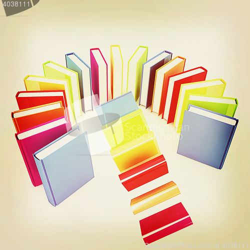 Image of Colorful books flying . 3D illustration. Vintage style.