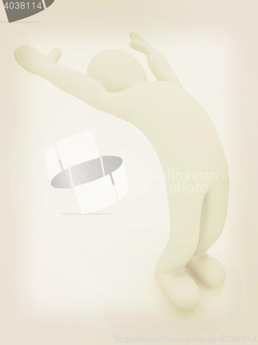 Image of 3d man isolated on white. Series: morning exercises - flexibilit