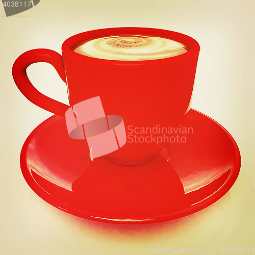 Image of mug on a white. 3D illustration. Vintage style.