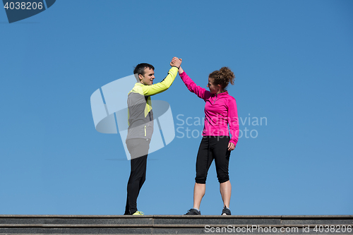 Image of congratulate and happy to finish morning workout