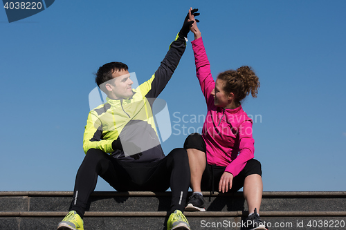 Image of congratulate and happy to finish morning workout