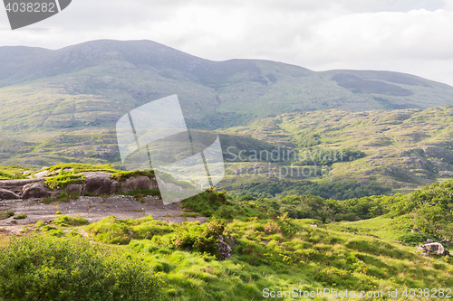 Image of view to Killarney National Park hills in ireland