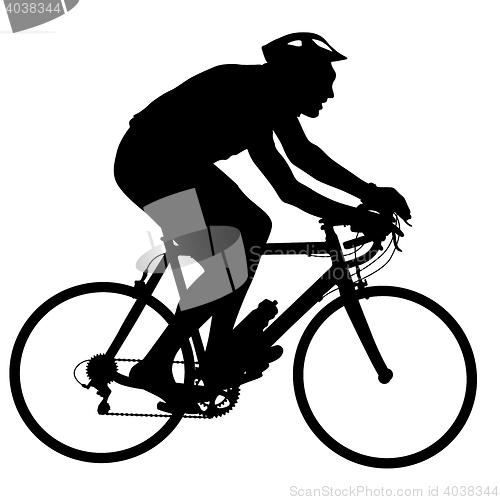 Image of Silhouette of a cyclist male.  illustration.