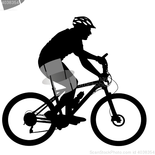Image of Silhouette of a cyclist male.  illustration.