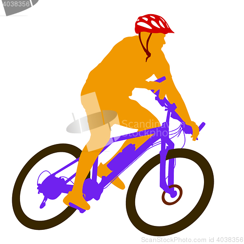 Image of Silhouette of a cyclist male.  illustration.