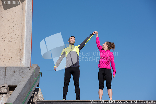 Image of congratulate and happy to finish morning workout