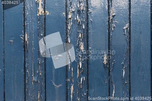 Image of close up of old wooden boards painted in blue