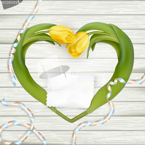 Image of Paper card with tulips. EPS 10