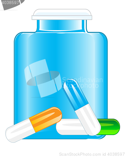 Image of Glass bottled and tablets