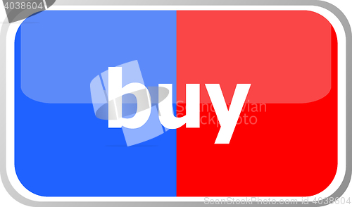 Image of buy word on vector web button icon isolated on white. flat icon vector illustration.