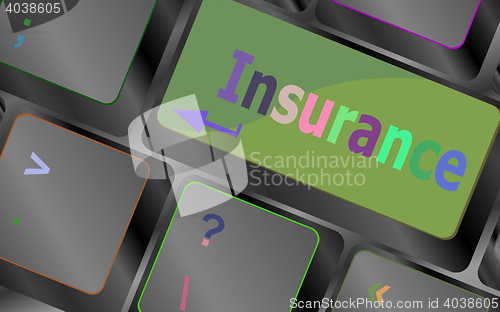 Image of Computer Keyboard with Key Insurance vector keyboard key. keyboard button. Vector illustration