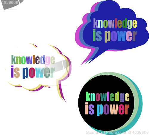 Image of knowledge is power. Set of stickers, labels, tags. Template for infographics. Icon set. Icon flat. Vector illustration