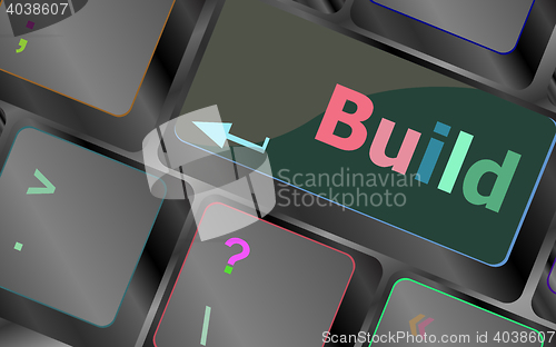 Image of Computer keyboard with Build key. business concept vector keyboard key. keyboard button. Vector illustration