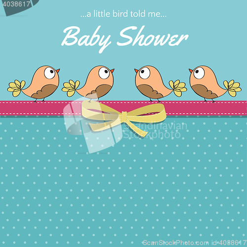 Image of Delicate baby shower card with little birds
