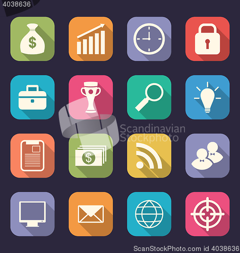 Image of Set flat icons of business, office and marketing items, style wi