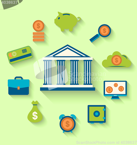 Image of Flat icons of financial and business items