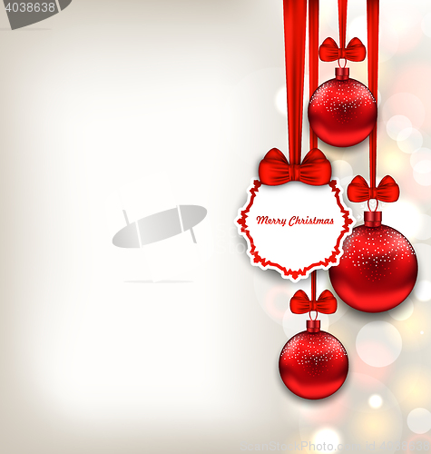 Image of Xmas Background with Celebration Card and Glass Balls