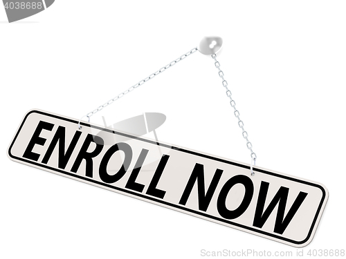 Image of Enroll now banner isolated on white