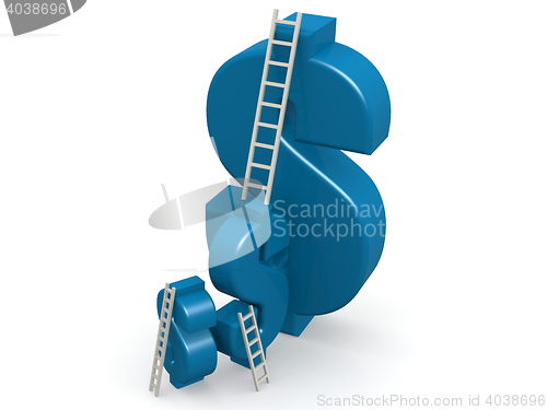 Image of Blue dollar sign with ladder