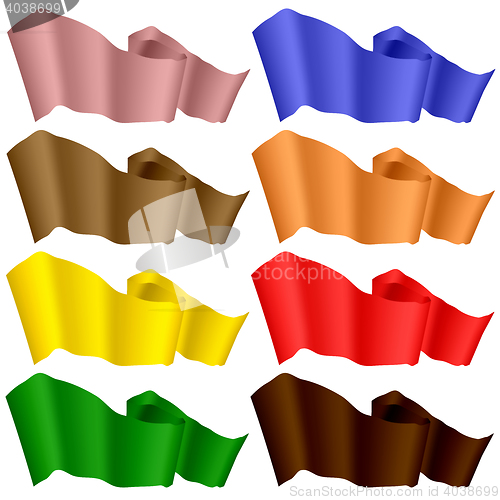 Image of Colorful Ribbons Isolated on White Background. 