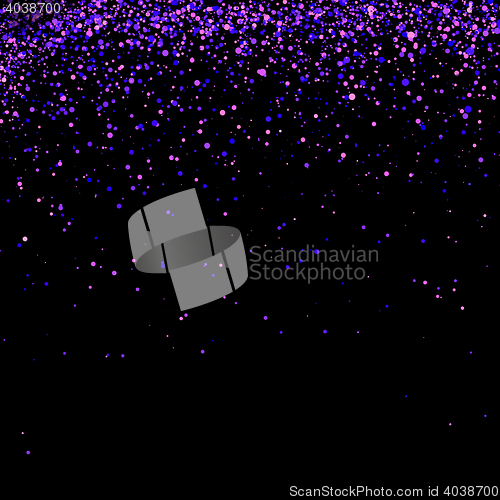 Image of Blue Confetti Isolated on Black Background.