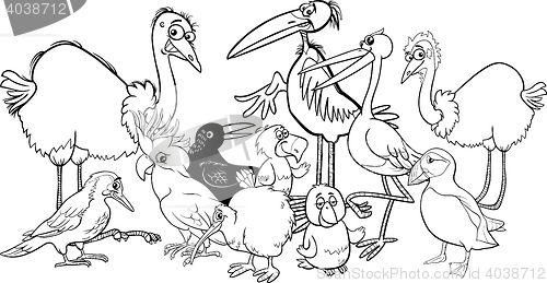 Image of birds group coloring book