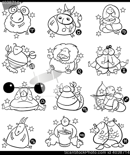 Image of overweight cartoon zodiac signs