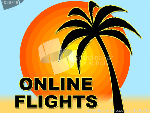 Image of Online Flights Represents Web Site And Aeroplane