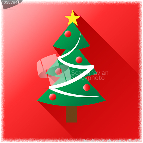 Image of Christmas Tree Icon Represents Merry Xmas And Holiday