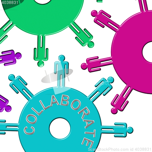 Image of Collaborate Cogs Represents Team Work And Clockwork