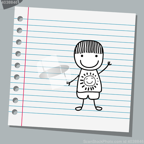 Image of notebook paper with little boy