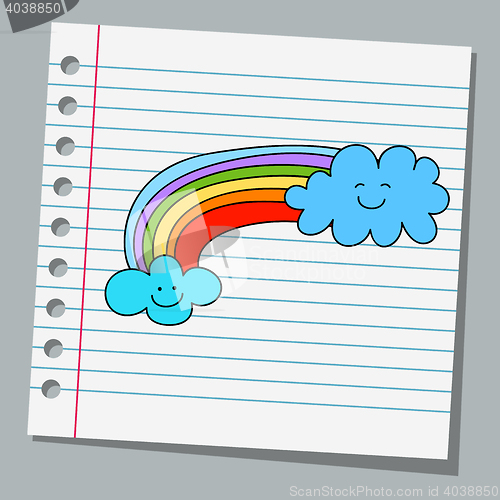 Image of notebook paper with rainbow
