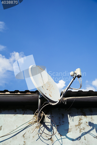 Image of TV satellite dish aimed