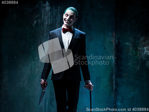 Image of Bloody Halloween theme: crazy joker face