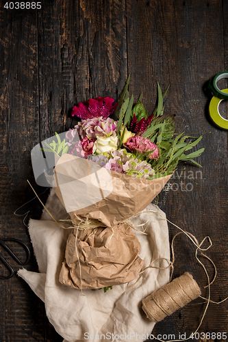 Image of The florist desktop with working tools