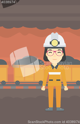 Image of Confident miner in hardhat vector illustration.