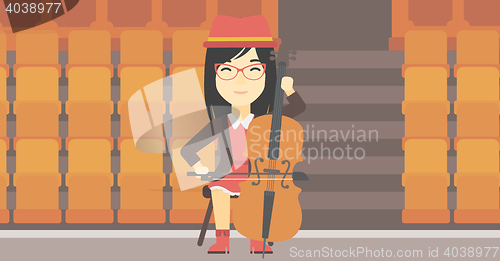 Image of Woman playing cello vector illustration.