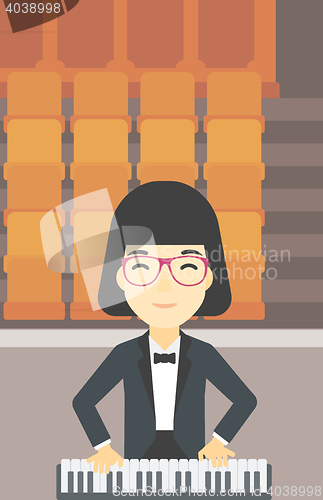 Image of Woman playing piano vector illustration.